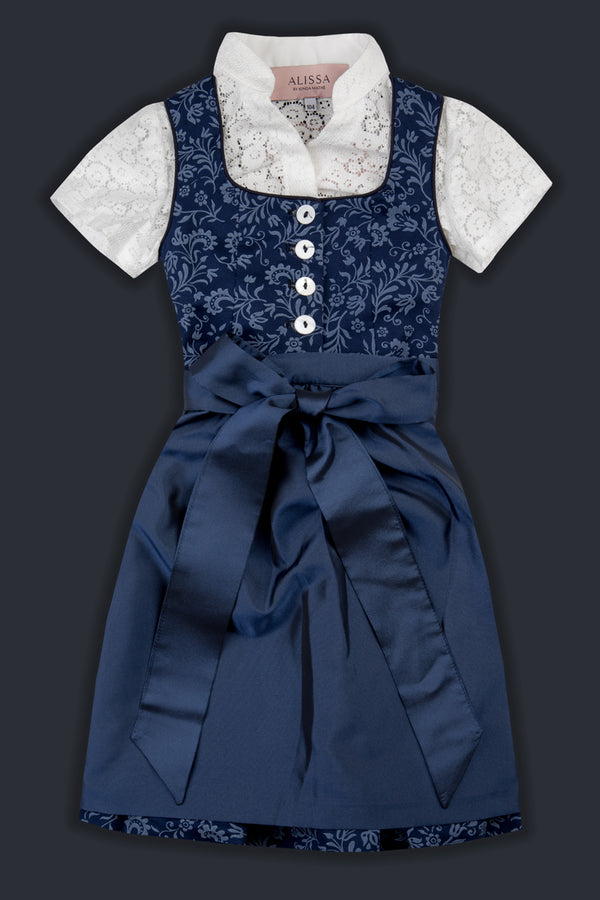Alissa by Kinga Mathe Kinderdirndl Evi nachtblau Vorderansicht | Alissa by Kinga Mathe children's dirndl Evi night blue front view