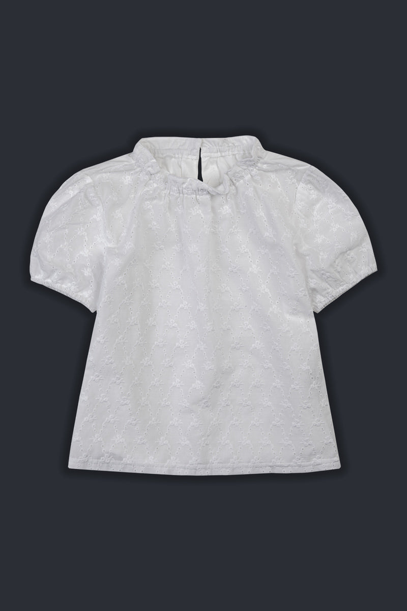 Felicitas Kinder Trachtenshirt Sabrine weiß Vorderansicht | Felicitas children's traditional shirt Sabrine white front view
