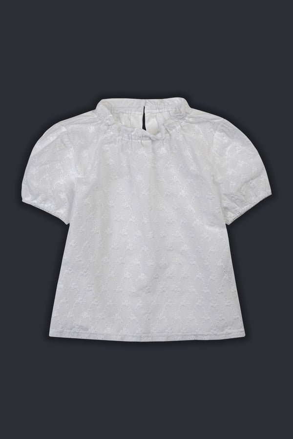 Felicitas Kinder Trachtenshirt Sabrine weiß Vorderansicht | Felicitas children's traditional shirt Sabrine white front view