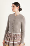 fei scho schee Strickjanker taupe Vorderansicht | fei scho schee Knit Janker taupe front view