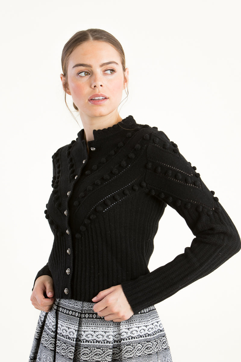 fei scho schee Strickjanker schwarz Detail | fei scho schee Knit Janker black detail
