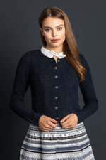 Felicitas Strickjanker dunkelblau Getragen | Felicitas knit jacket dark blue worn