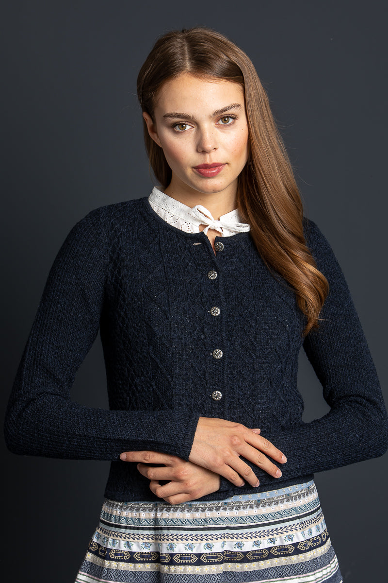 Felicitas Strickjanker dunkelblau Detail | Felicitas knit jacket dark blue detail
