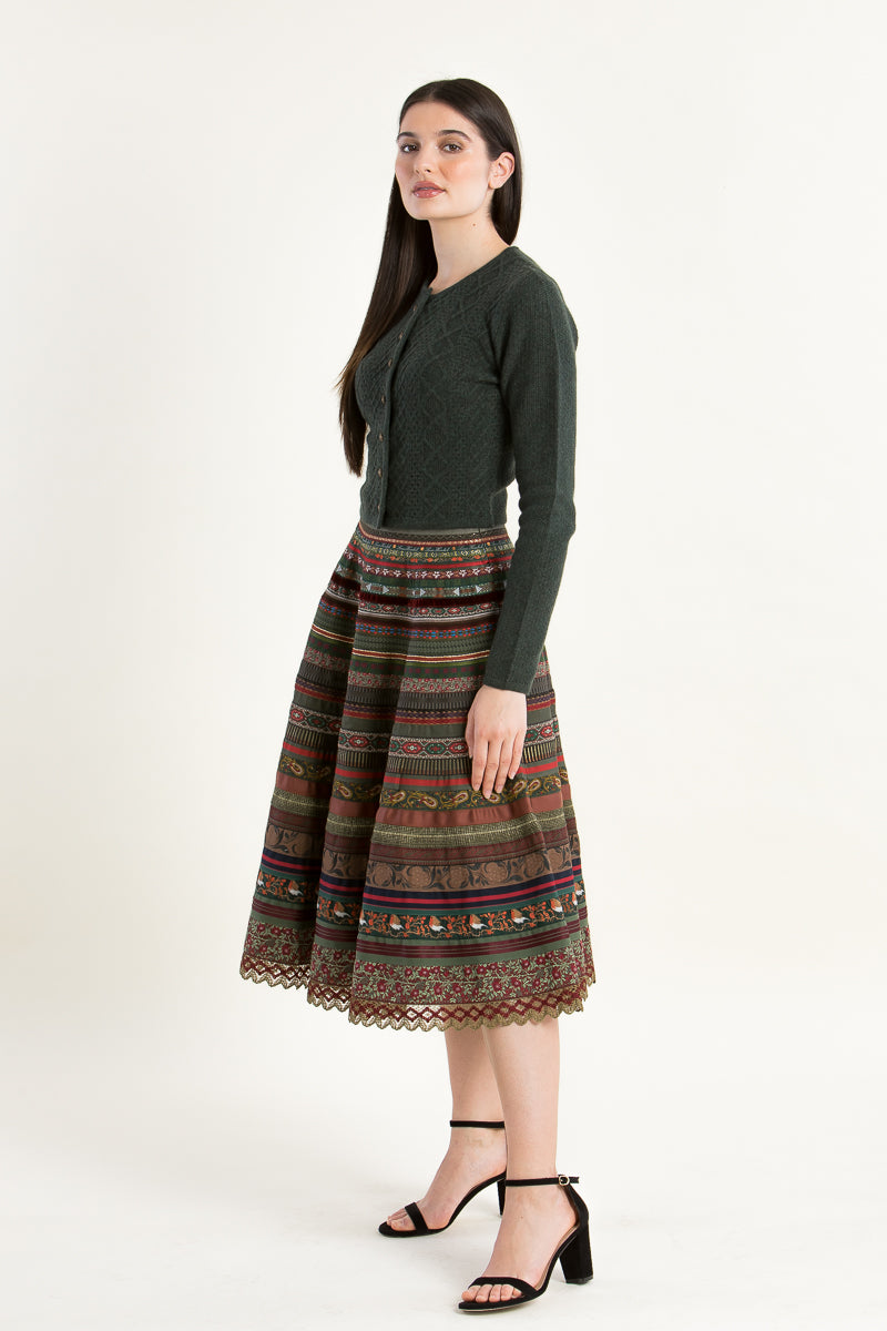 Felicitas Strickjanker Clarissa grün Getragen | Felicitas knit jacket Clarissa green worn
