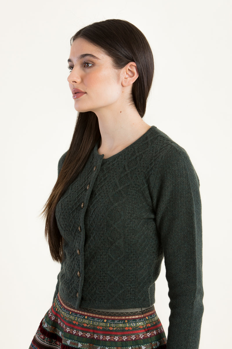 Felicitas Strickjanker Clarissa grün Detail | Felicitas knit jacket Clarissa green detail