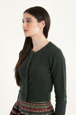 Felicitas Strickjanker Clarissa grün Detail | Felicitas knit jacket Clarissa green detail