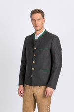 Gebrüder Orth Trachtenjanker anthrazit/grün Vorderansicht | Gebrüder Orth traditional jacket anthracite/green front view