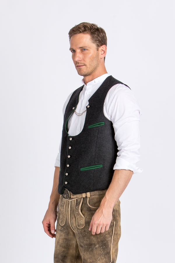 Gebrüder Orth Miesbacher Weste anthra Vorderansicht | Gebrüder Orth Miesbach vest anthracite front view