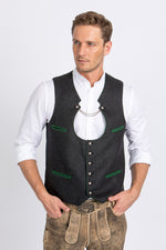 Gebrüder Orth Miesbacher Weste anthra Detail Schnitt | Gebrüder Orth Miesbach vest anthracite cut detail