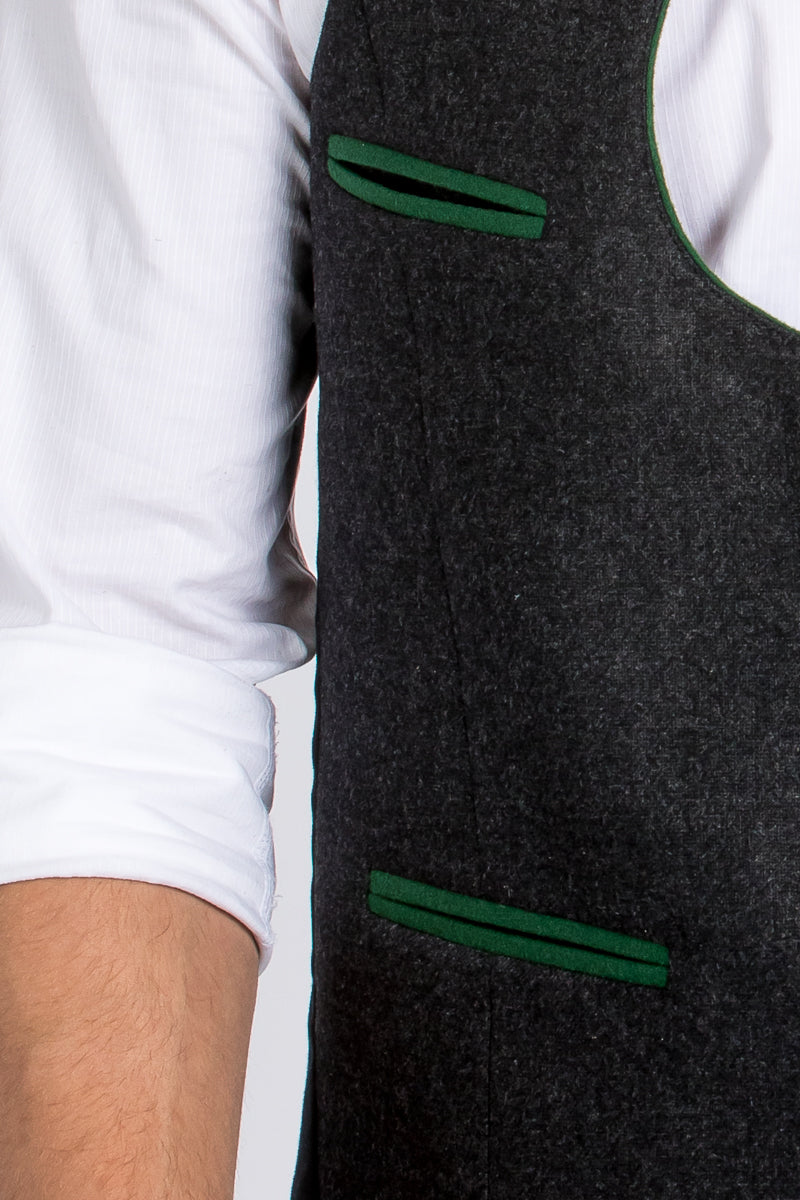 Gebrüder Orth Miesbacher Weste anthra Rückansicht | Gebrüder Orth Miesbach vest anthracite back view