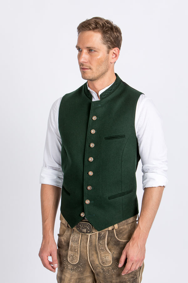 Gebrüder Orth Trachtenweste grün Vorderansicht | Gebrüder Orth traditional vest green front view