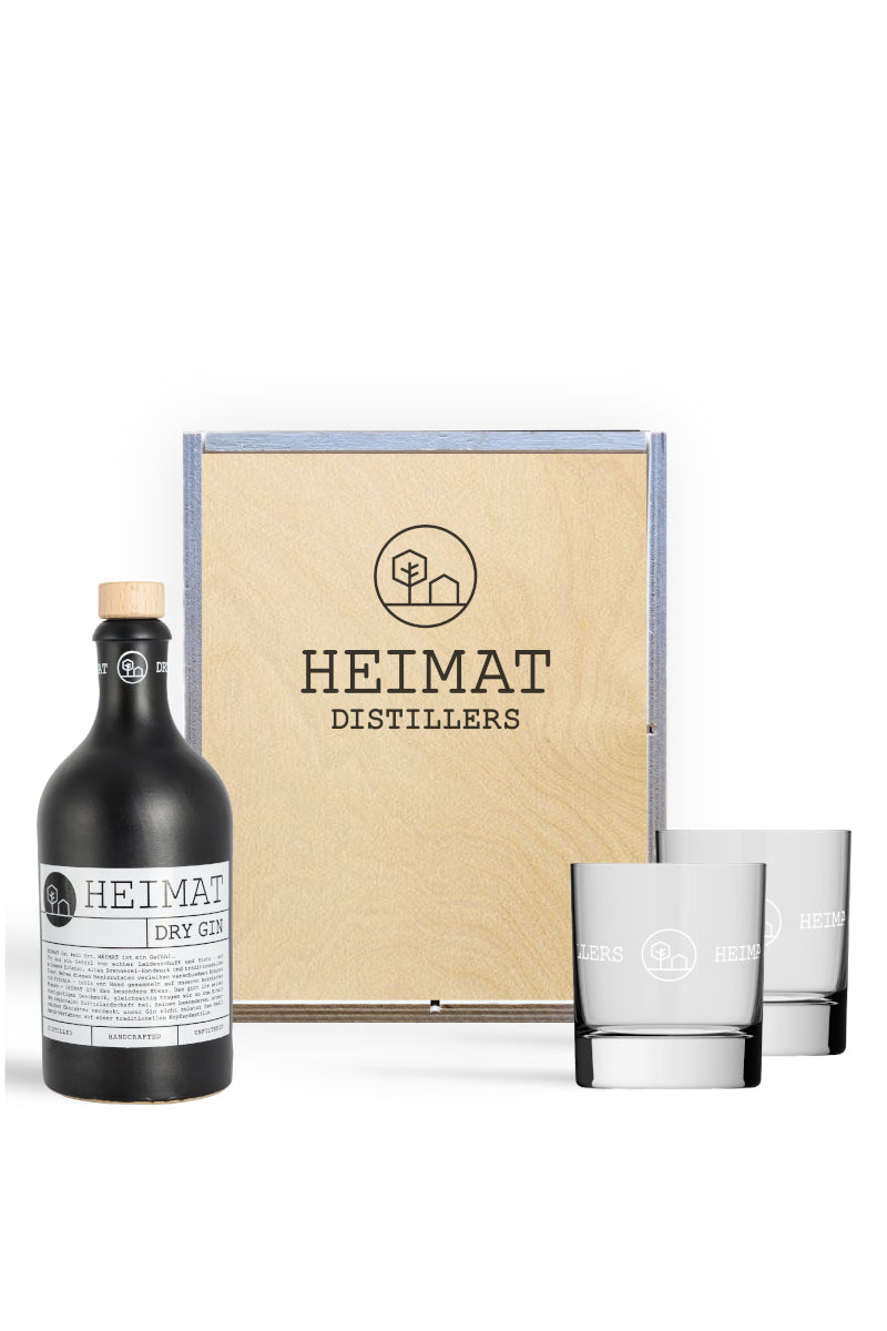 Heimat Distillers Gin Geschenkset Holzbox 0,5L