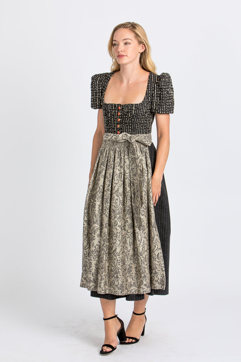 Gottseidank Jacquard Dirndl Lorle schwarz Vorderansicht | Gottseidank jacquard dirndl Lorle black front view