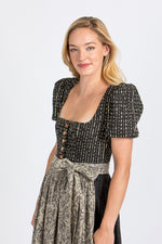 Gottseidank Jacquard Dirndl Lorle schwarz Schürzendetail | Gottseidank jacquard dirndl Lorle black apron detail