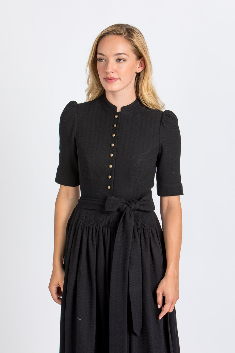 Gottseidank Ärmeldirndl Aurelia schwarzblau Rückansicht | Gottseidank sleeved dirndl Aurelia black blue back view