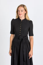 Gottseidank Ärmeldirndl Aurelia schwarzblau Rückansicht | Gottseidank sleeved dirndl Aurelia black blue back view