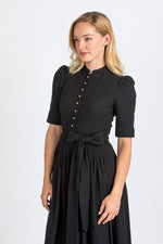 Gottseidank Ärmeldirndl Aurelia schwarzblau Detail | Gottseidank sleeved dirndl Aurelia black blue detail