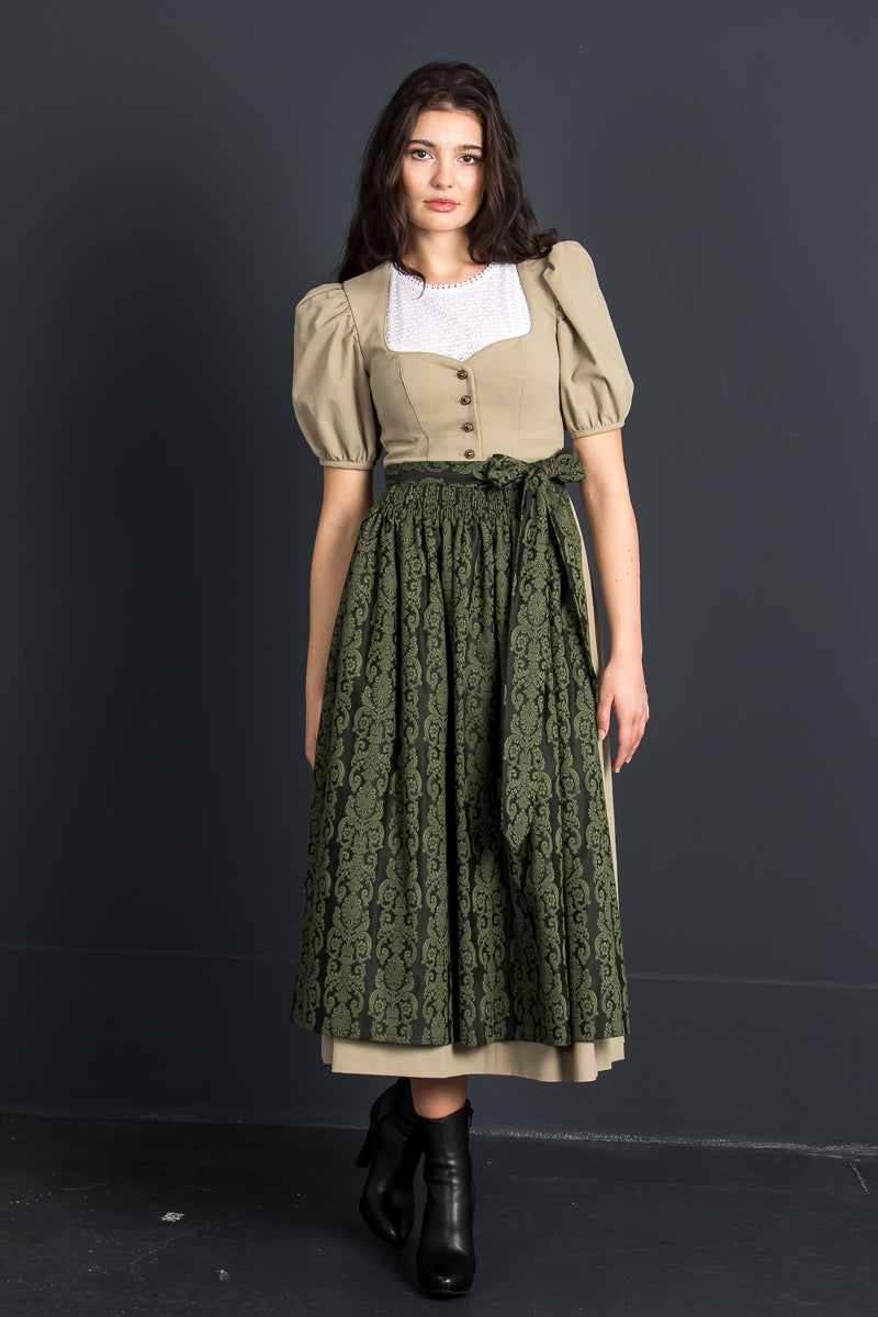 Gottseidank Ärmeldirndl Carolina stein Vorderansicht | Gottseidank sleeved dirndl Carolina stone front view