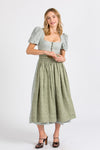 Gottseidank Ärmeldirndl Laura cloud blue Puffärmel Leinen Vorderansicht | Gottseidank Laura sleeve dirndl cloud blue puff sleeves linen front view