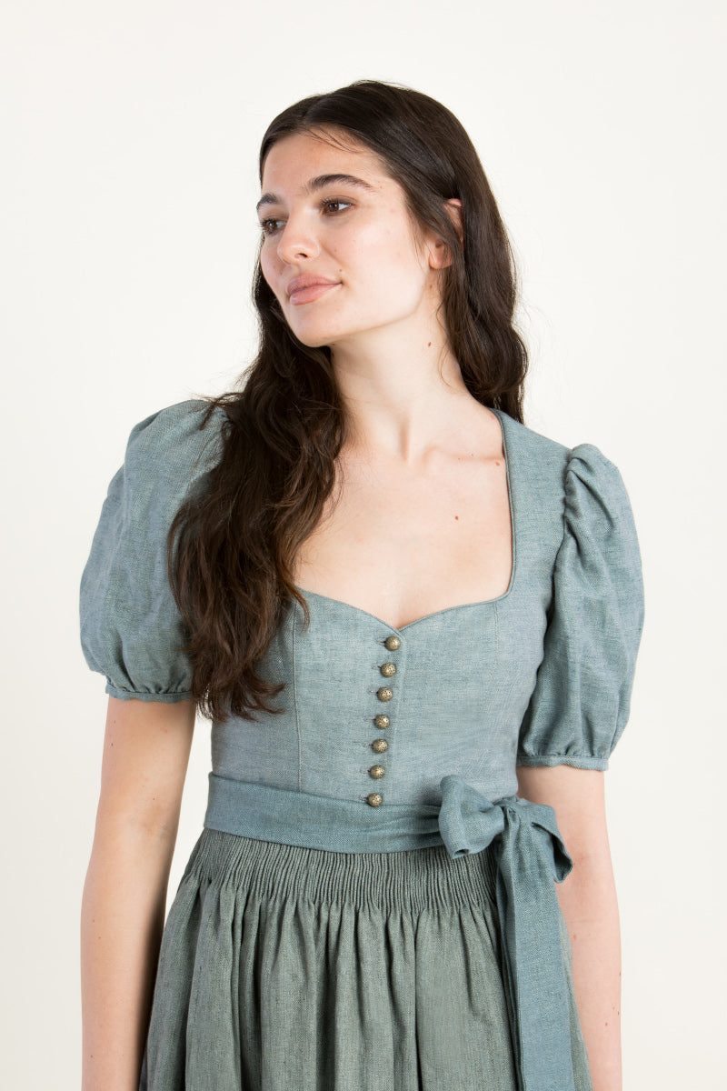 Gottseidank Leinendirndl Lina hellblau Rückansicht | Gottseidank linen dirndl Lina light blue back view
