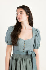 Gottseidank Leinendirndl Lina hellblau Rückansicht | Gottseidank linen dirndl Lina light blue back view