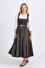 Gottseidank Dirndl Monika schwarz/oliv Detail Mieder | Gottseidank Dirndl Monika black/olive bodice detail