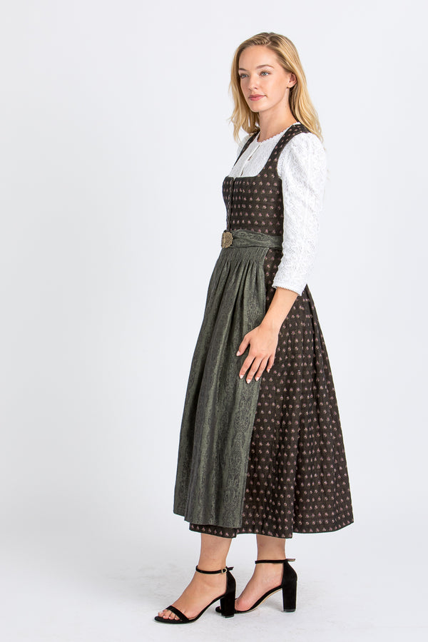 Gottseidank Dirndl Monika schwarz/oliv Rückansicht | Gottseidank Dirndl Monika black/olive back view