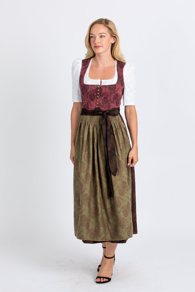 Gottseidank Dirndl Monika rose/grün Vorderansicht | Gottseidank Dirndl Monika rose/green front view