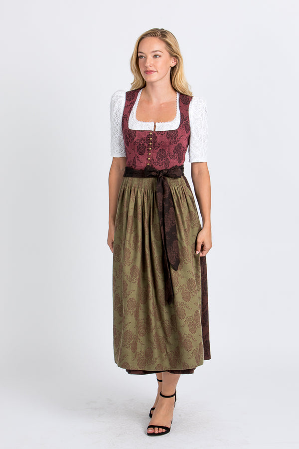 Gottseidank Dirndl Monika rose/grün Vorderansicht | Gottseidank Dirndl Monika rose/green front view