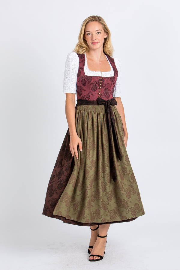 Gottseidank Dirndl Monika rose/grün Rückansicht | Gottseidank Dirndl Monika rose/green back view