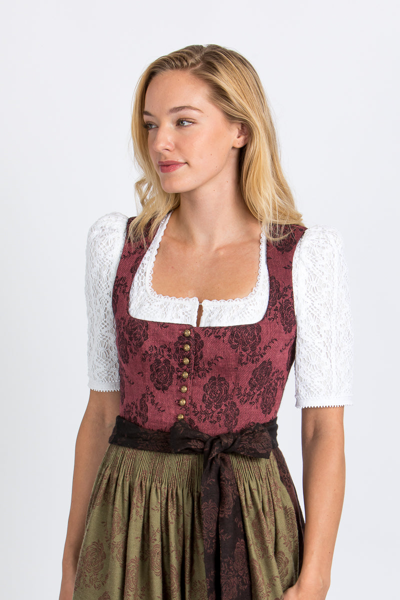 Gottseidank Dirndl Monika rose/grün Detail | Gottseidank Dirndl Monika rose/green detail