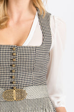 Gottseidank Dirndl Monika navy sesam Leinen Vorderansicht | Gottseidank Monika linen dirndl navy sesame front view