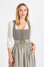 Gottseidank Dirndl Monika navy sesam Leinen Vorderansicht | Gottseidank Monika linen dirndl navy sesame front view