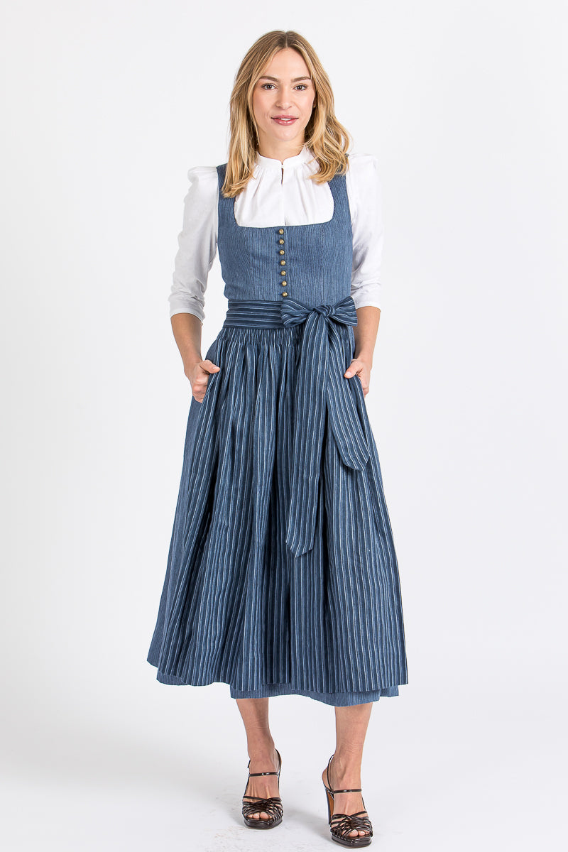 Gottseidank Leinendirndl Monika mao blau Vorderansicht | Gottseidank Monika linen dirndl mao blue front view