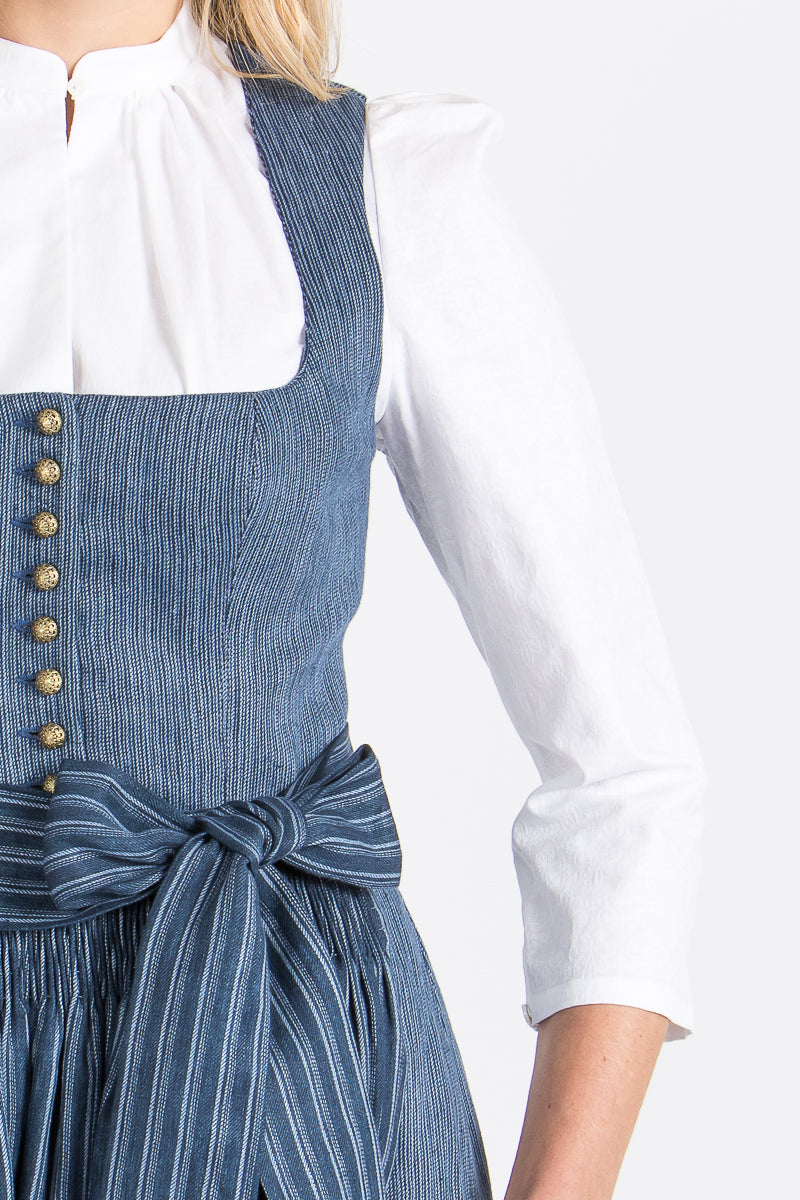 Gottseidank Leinendirndl Monika mao blau Vorderansicht | Gottseidank Monika linen dirndl mao blue front view