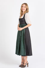 Gottseidank Häckchendirndl Vreni carbonblau Herzrüschen Vorderansicht | Gottseidank Vreni hook dirndl carbon blue heart ruffles front view