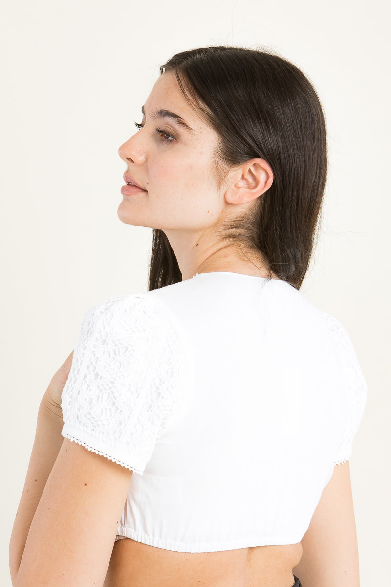 Gottseidank Dirndlbluse Liesbeth weiß Detail Puffärmel | Gottseidank Dirndl Blouse Liesbeth white puff sleeve detail