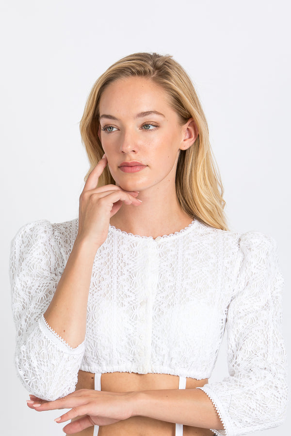 Gottseidank Dirndlbluse Mariella weiß Rückansicht | Gottseidank Dirndl Blouse Mariella White back view