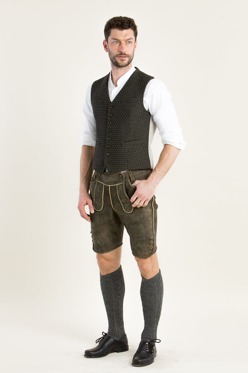 Gottseidank Trachtenweste Elias Bronzegrün Getragen | Gottseidank Trachten Vest Elias bronze green worn