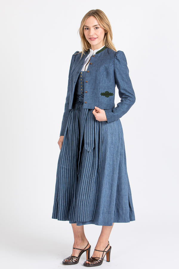 Gottseidank Trachtenjacke Flora Mao Blau Vorderansicht | Gottseidank traditional jacket Flora mao blue front view