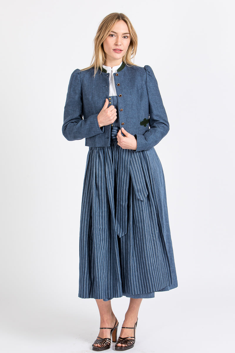 Gottseidank Trachtenjacke Flora Mao Blau Rückansicht | Gottseidank traditional jacket Flora mao blue back view
