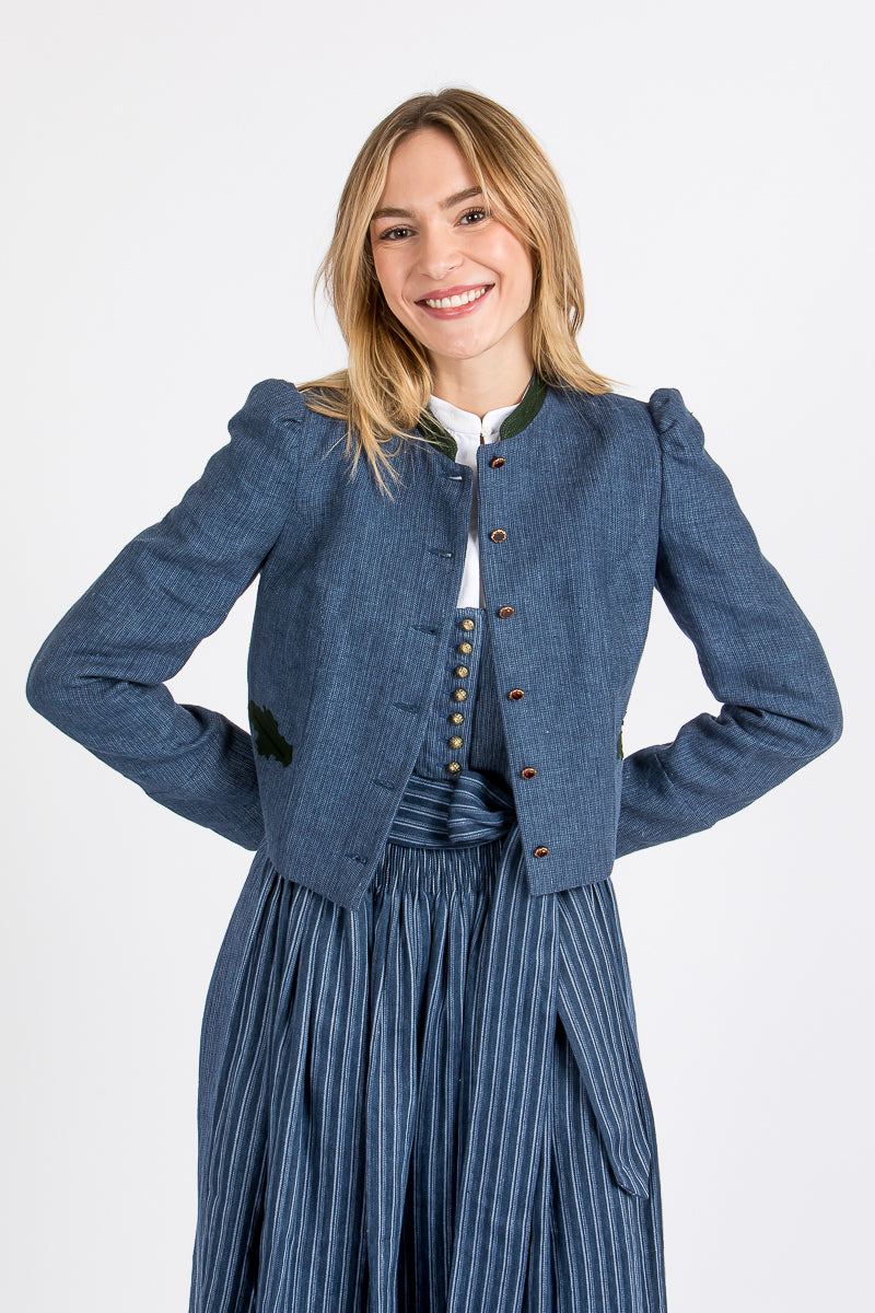 Gottseidank Trachtenjacke Flora Mao Blau Detail | Gottseidank traditional jacket Flora mao blue detail
