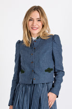Gottseidank Trachtenjacke Flora Mao Blau Detail | Gottseidank traditional jacket Flora mao blue detail