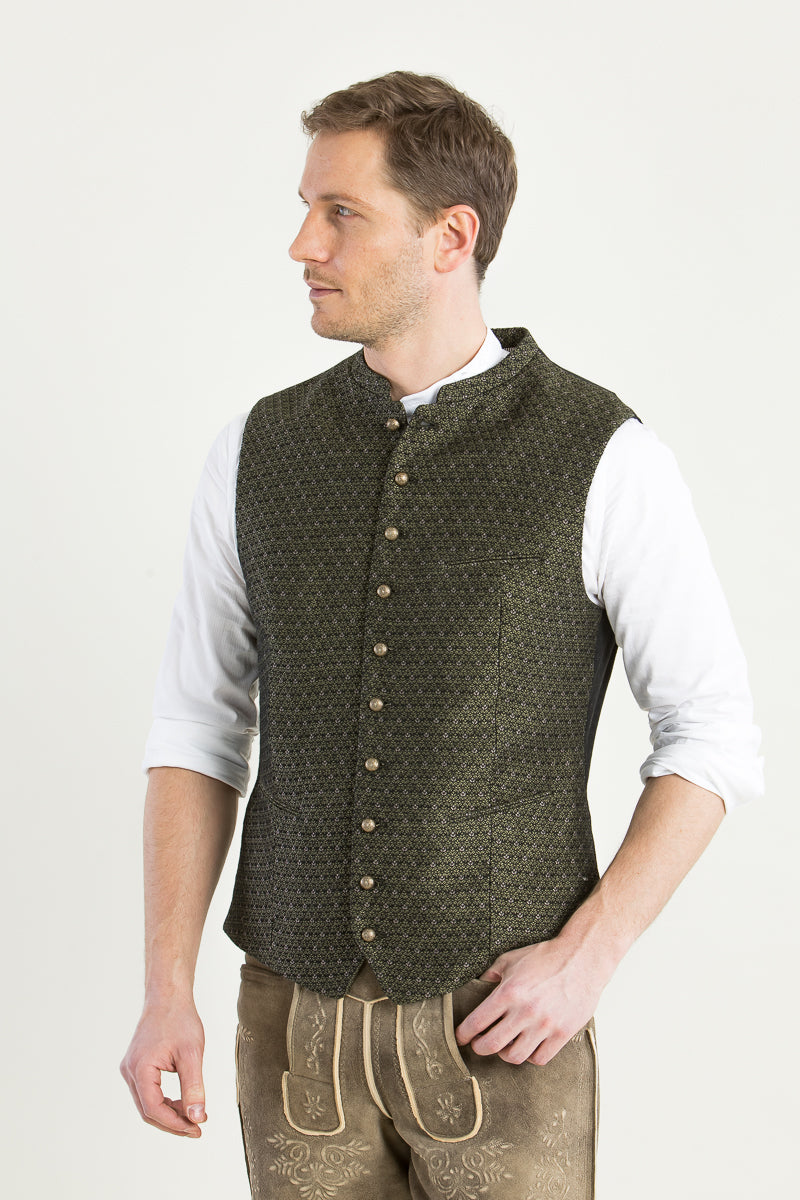 Gottseidank Trachtenweste Konstantin Moosgrün Detail | Gottseidank Mens Waistcoat Konstantin Moss Green detail