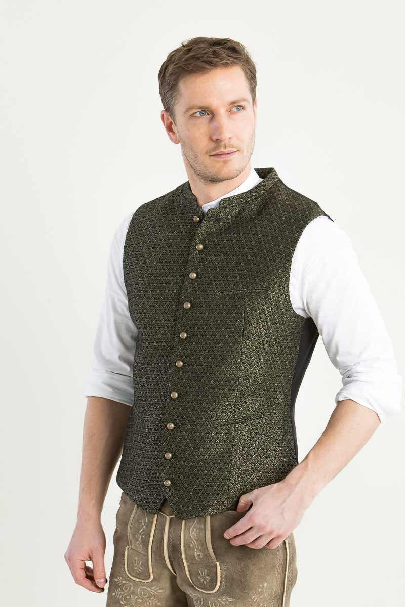 Gottseidank Trachtenweste Konstantin Moosgrün Vorderansicht | Gottseidank Mens Waistcoat Konstantin Moss Green front view