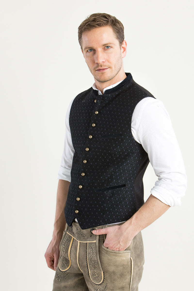 Gottseidank Trachtenweste Konstantin Petrolblau Getragen | Gottseidank Mens Waistcoat Konstantin Petrol Blue worn