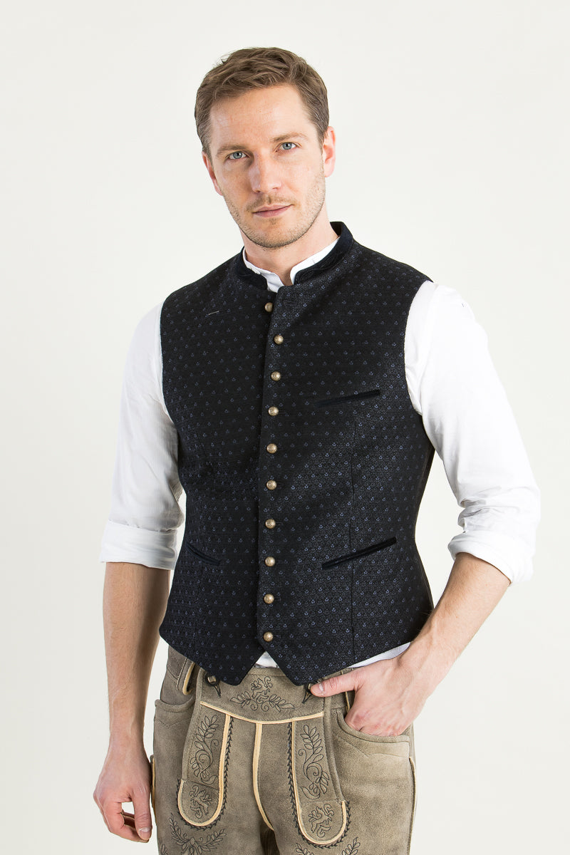 Gottseidank Trachtenweste Konstantin Petrolblau Vorderansicht | Gottseidank Mens Waistcoat Konstantin Petrol Blue front view