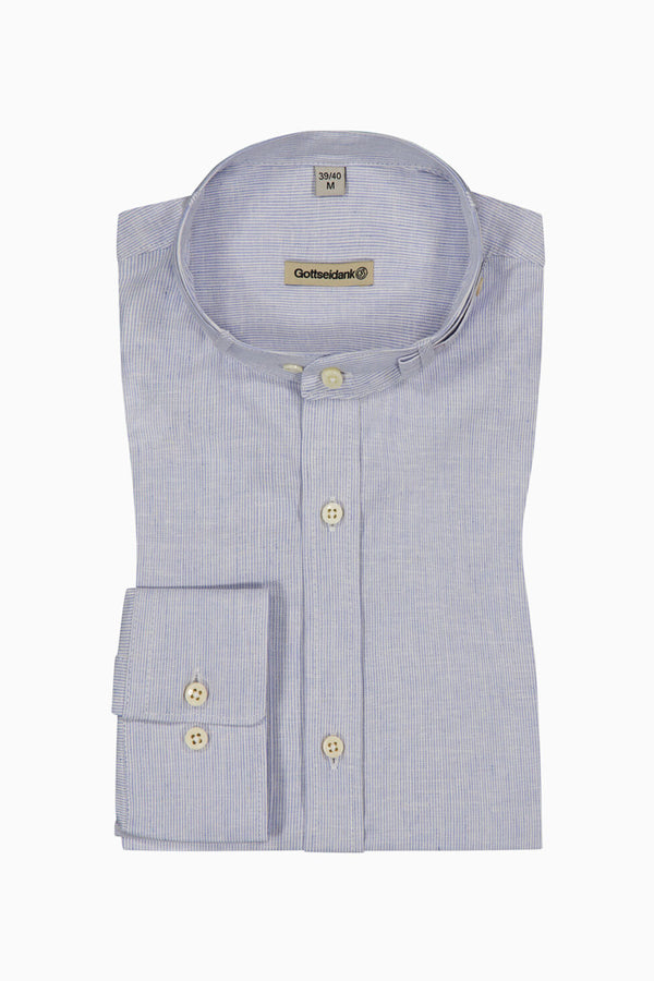Gottseidank Trachtenhemd Lenz babyblau gestreift Vorderansicht | Gottseidank Trachtenhemd Lenz light blue striped front view