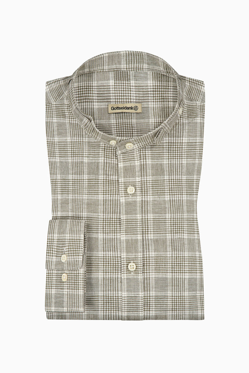 Gottseidank Trachtenhemd Lenz oliv kariert Vorderansicht | Gottseidank Trachtenhemd Lenz olive checkered front view