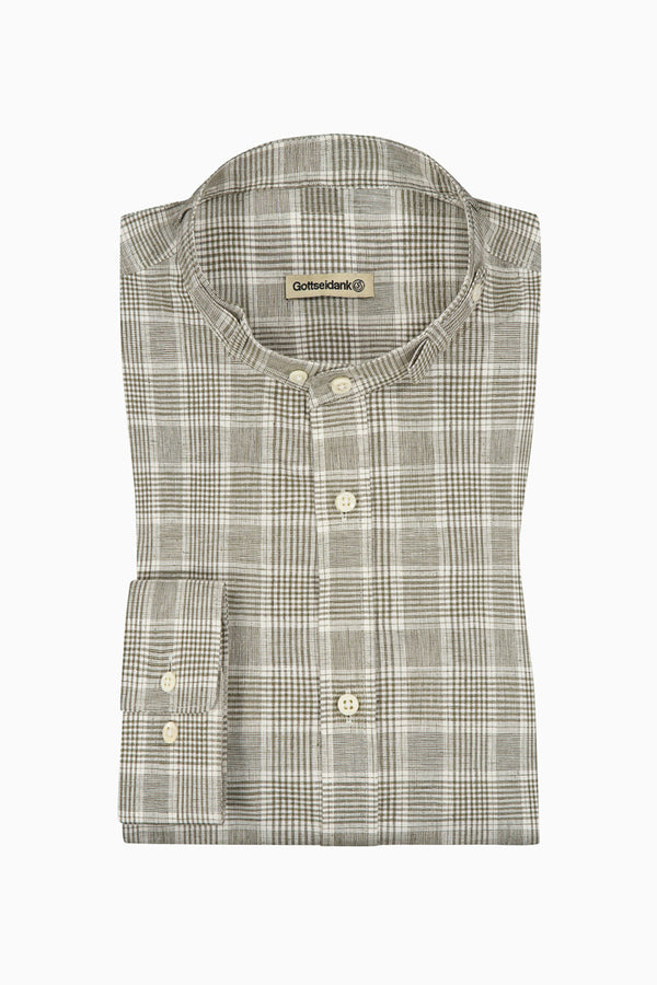 Gottseidank Trachtenhemd Lenz oliv kariert Vorderansicht | Gottseidank Trachtenhemd Lenz olive checkered front view